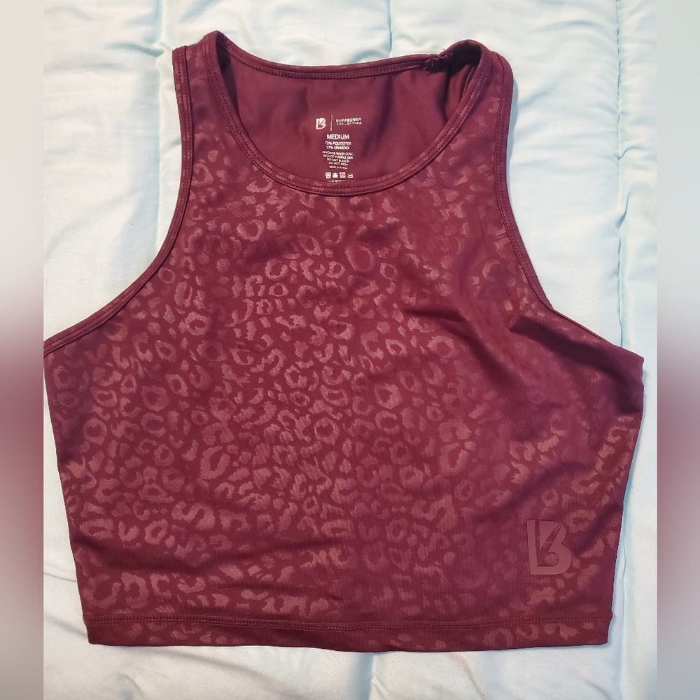 Buffbunny Collection Auroa Crop Top, Rebel Leopard print, Purple, Size M